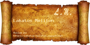 Lakatos Meliton névjegykártya